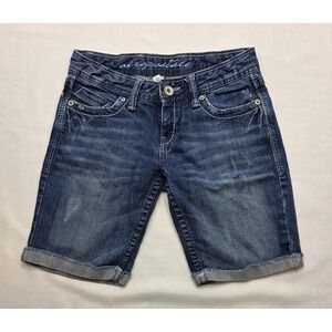 Aeropostale Women's Mid-Rise Blue Denim Bermuda Jeans Shorts. Size 2